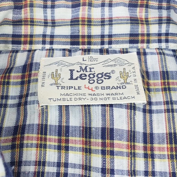 Vintage Mr. Leggs LLL Western Shirt Plaid PEARL SNAP Button Men's Size LARGE - Picture 12 of 15